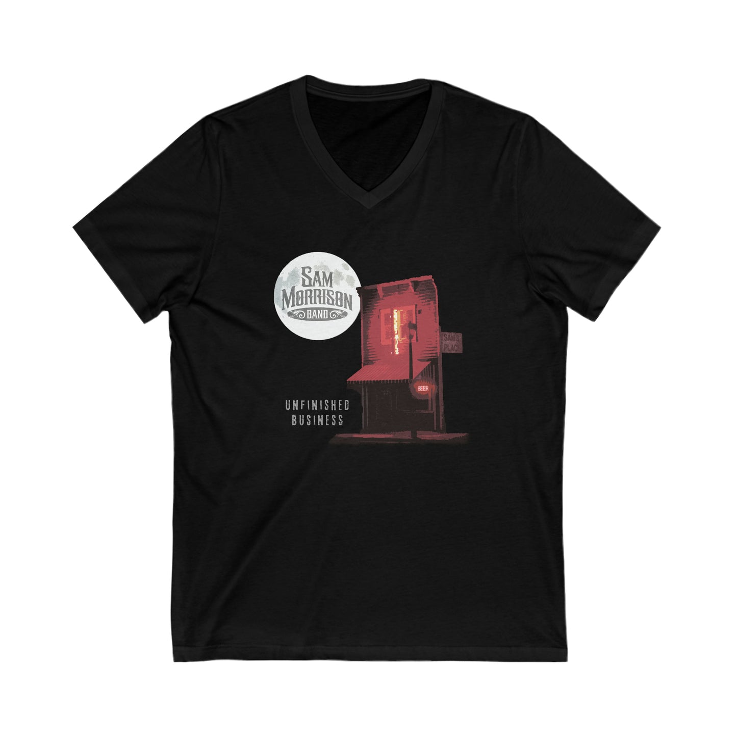 Womens Short Sleeve V-Neck "Unfinished Business" Tee