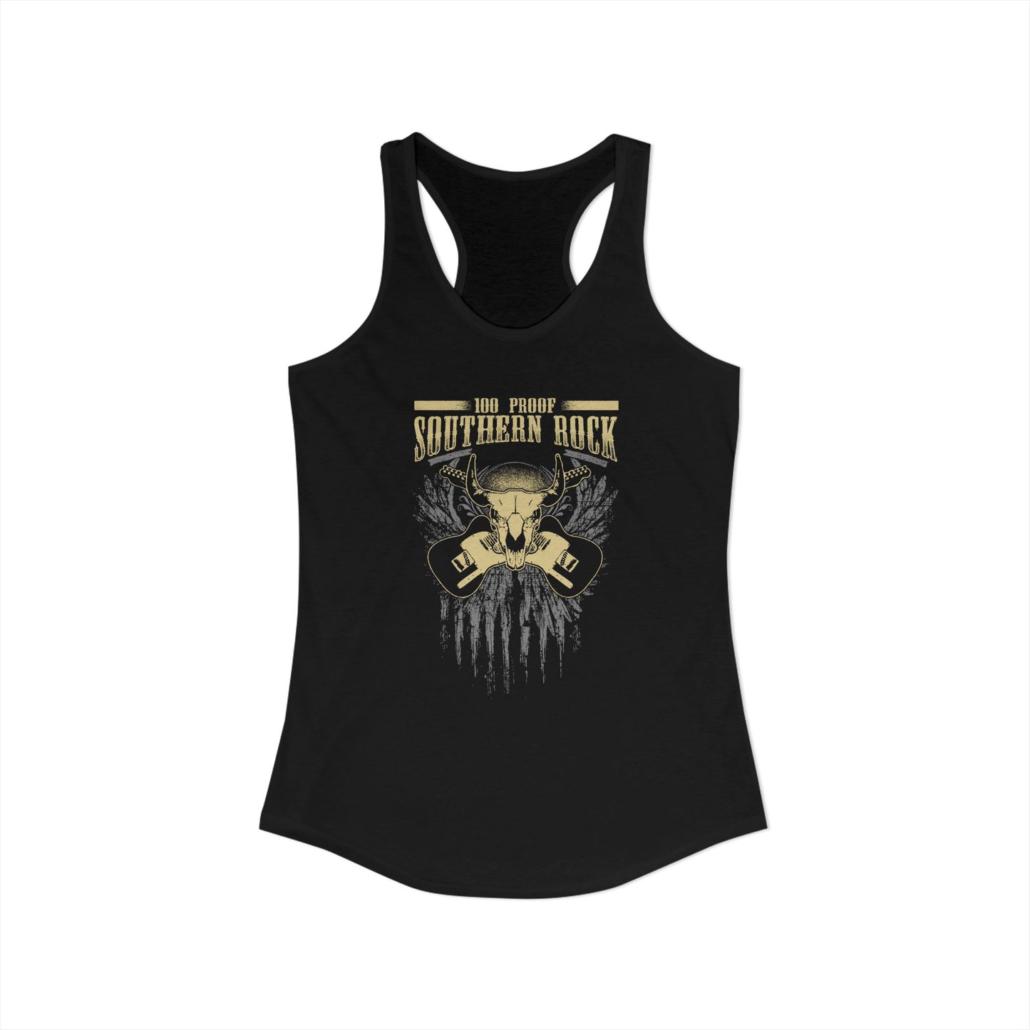 100 Proof Dueling Guitar Women's Racerback Tank