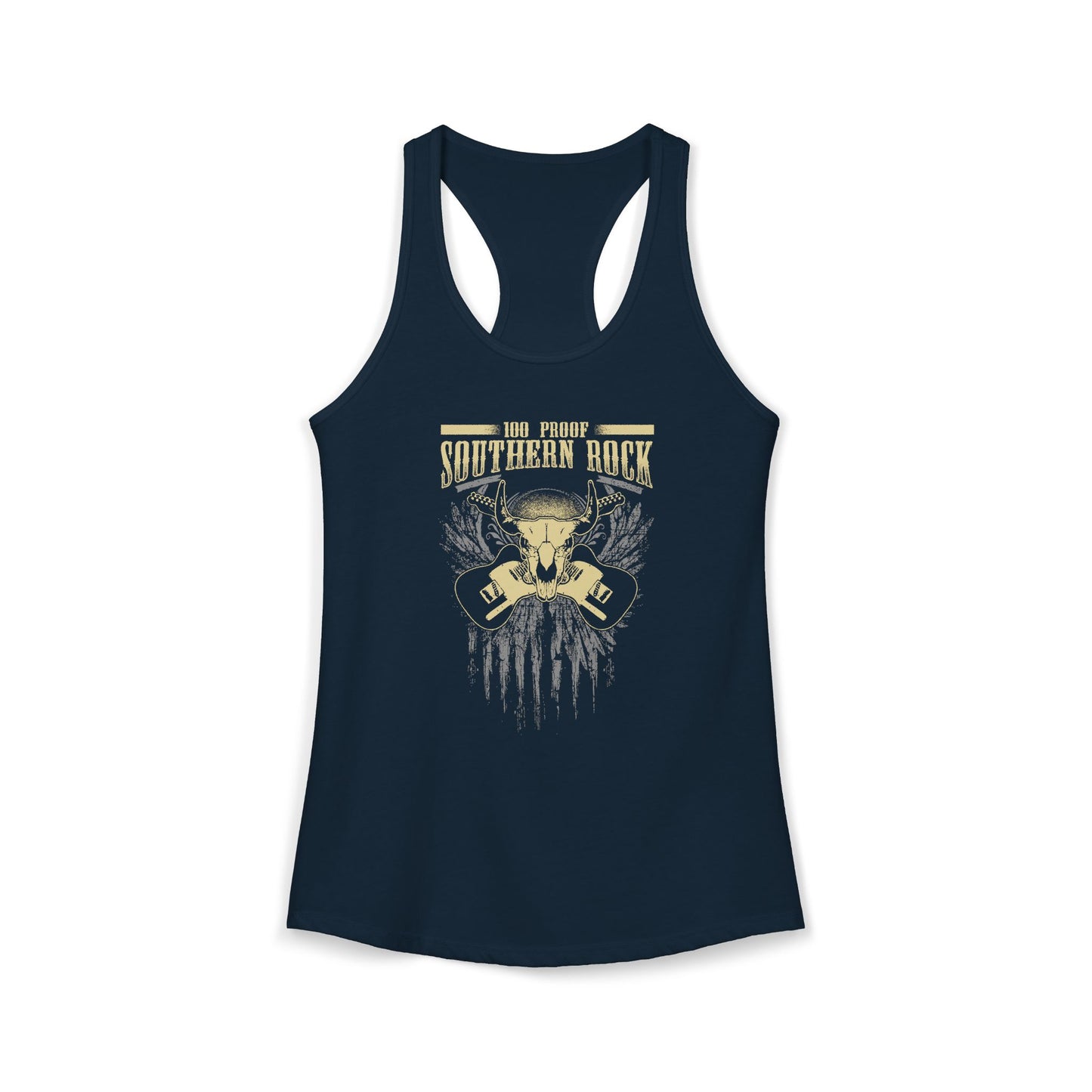 100 Proof Dueling Guitar Women's Racerback Tank