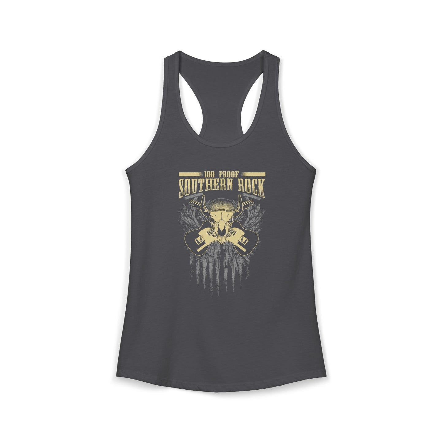 100 Proof Dueling Guitar Women's Racerback Tank