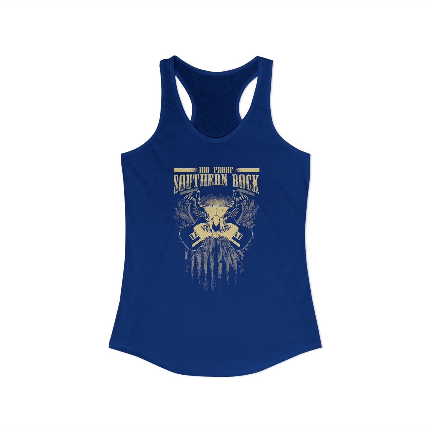 100 Proof Dueling Guitar Women's Racerback Tank