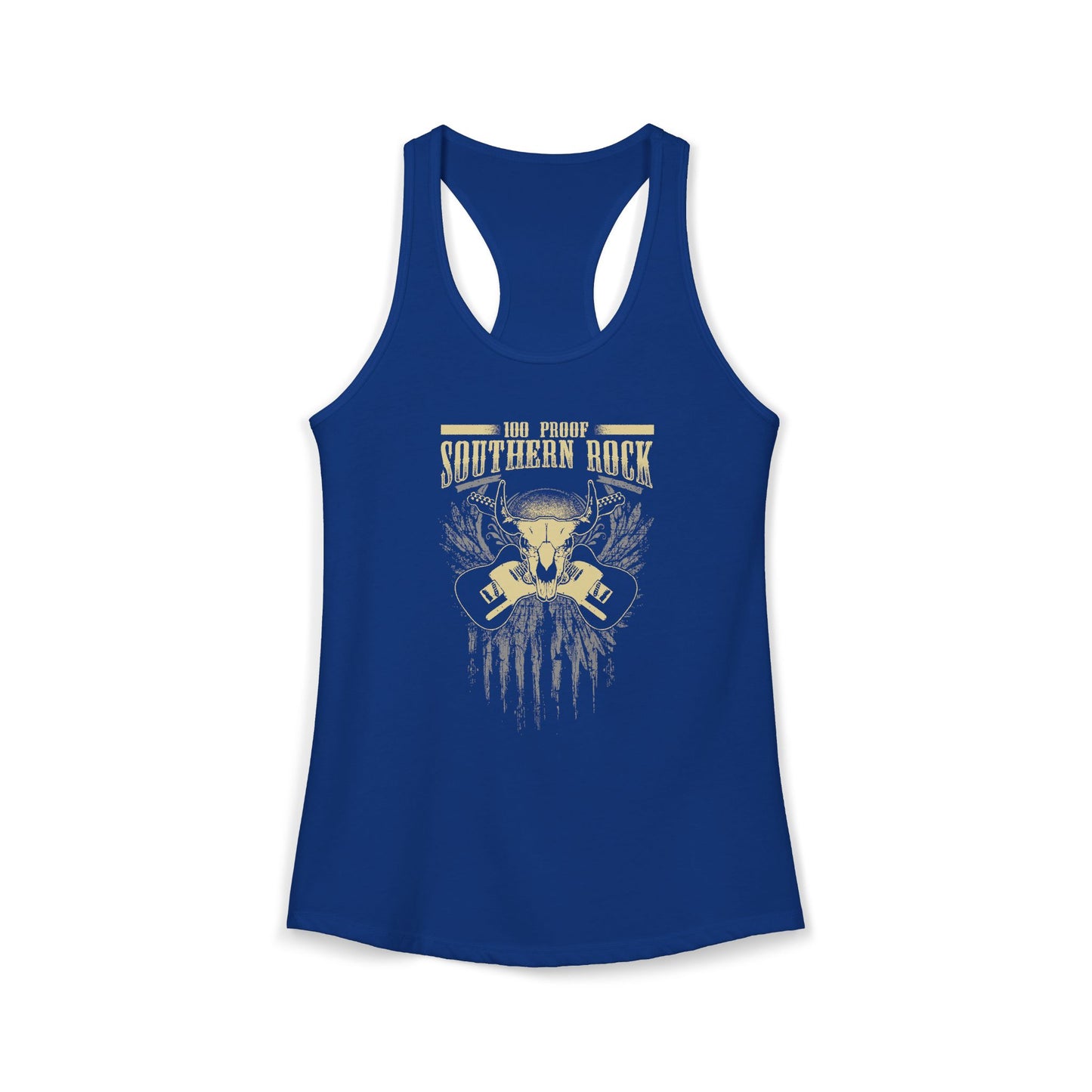 100 Proof Dueling Guitar Women's Racerback Tank