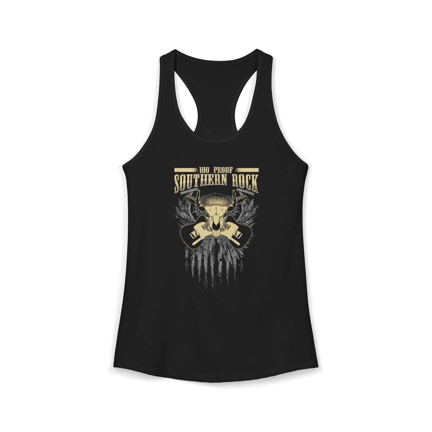 100 Proof Dueling Guitar Women's Racerback Tank