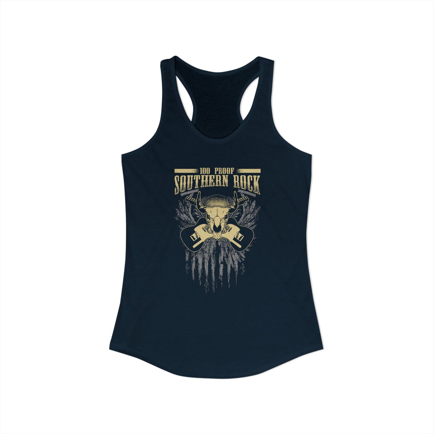 100 Proof Dueling Guitar Women's Racerback Tank