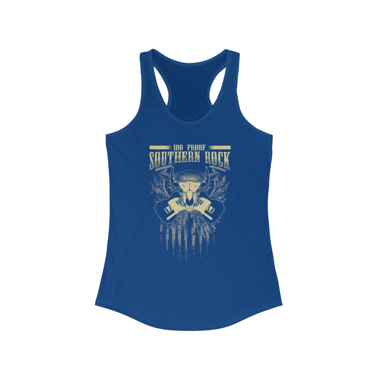 100 Proof Dueling Guitar Women's Racerback Tank