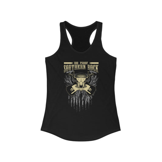 100 Proof Dueling Guitar Women's Racerback Tank